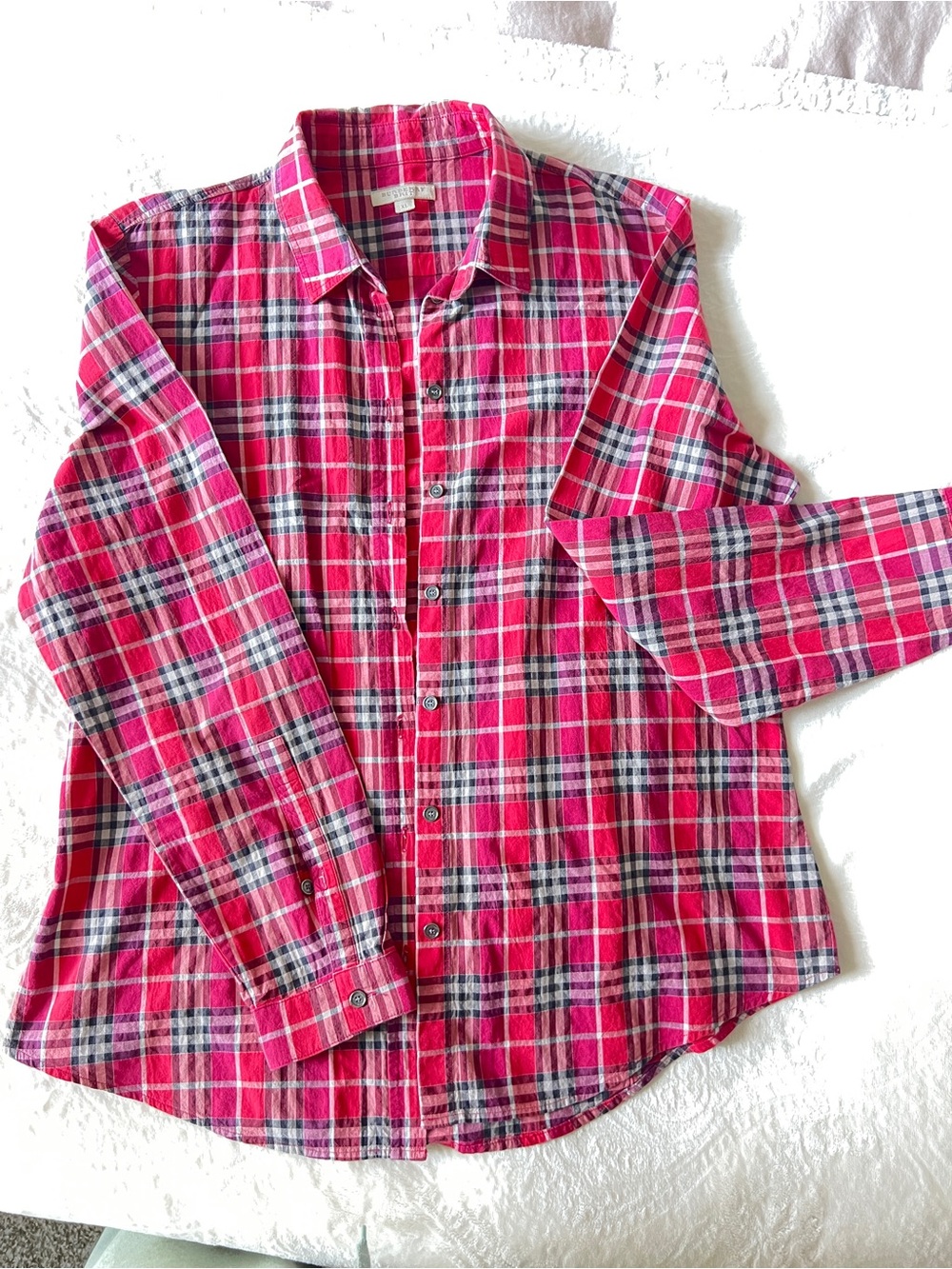 Burberry Vintage Red Plaid Button-Up Shirt